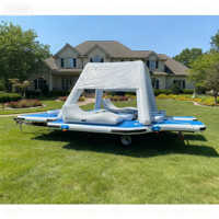 Île flottante gonflable d'extérieur avec auvent, tente flottante, camping, yacht, piscine, lac, flotteur aquatique, divertissement