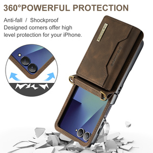Funda de Lujo Plegable de Cuero PU para Teléfono Celular con Correa para el Hombro y Cartera Plegable para Tarjetas, Compatible con <span class=keywords><strong>Samsung</strong></span> <span class=keywords><strong>Galaxy</strong></span> <span class=keywords><strong>Z</strong></span> <span class=keywords><strong>Flip</strong></span> 7 6 5 4 <span class=keywords><strong>3</strong></span>, Nueva - Product Image 4
