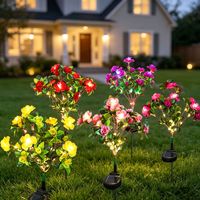 Lampu Taman Tenaga Surya Azalea LED Outdoor, Lampu Hias Bunga untuk Taman dan Halaman, Tahan Air, Lampu Berwarna, Kontrol Cahaya, Grosir