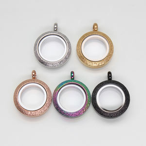 Medallón de cristal con memoria flotante de 20mm, tornillo giratorio esmerilado, collar con colgante de glaseado, acero inoxidable + medallón de cristal - Product Image 1