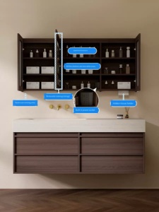 <span class=keywords><strong>Mobile</strong></span> da <span class=keywords><strong>Bagno</strong></span> con Lavabo Singolo Semi-Incassato, Armadietti da <span class=keywords><strong>Bagno</strong></span> Bianchi - Product Image 4