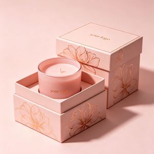 FX Premium Recyclable Paperboard Scented Candle Packaging <b>Box</b> Magnetic Closure Separate Lid Gold Foil Logo for Luxury Home - Product Image 1