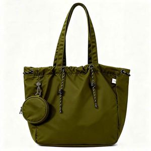 Drawstring Nylon Tote <b>Bag</b> With Detachable Round Coin Purse Lightweight Shoulder Handbag Daily <b>Shopping</b> Travel <b>Ladies</b> <b>Bag</b> - Product Image 5