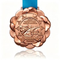 Médaille de finisseur en bronze personnalisée 3D en relief pour le marathon du patrimoine mondial de Chengdu, avec ruban en satin