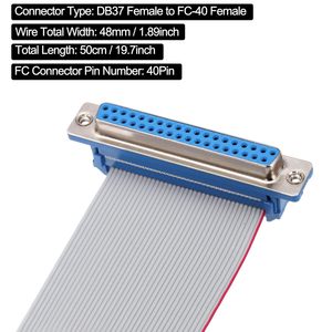 Uxcell – câble plat à ruban IDC 40 broches, DB37 femelle vers FC40 femelle, pas de 2.54mm, 50cm, pour appareil photo numérique, ordinateur portable, téléviseur LCD, imprimante 3D - Product Image 5