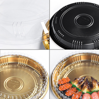 Sunzza Paket China Hersteller Blaster Haustiermaterialien goldene Farbe Kunststoff Sushi Takeaway-Karton Einweg-Sushi runde Kunststoff-Karton