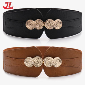 Cinturón de PU de Diseño Vintage Personalizado JULUN, de Alta Calidad, 6 cm de Ancho, Elástico, con Hebilla de Moneda Dorada, Accesorio de Moda - Product Image 1