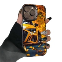 Coque de téléphone antichoc en fil de plume à thème voiture de sport pour iPhone 15/14/13 et iPhone 16 Pro Max, finition électroplaquée