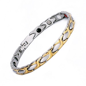 Stainless Steel Magnetic <b>Bracelet</b> <b>Set</b> Unisex Couple Jewelry Gift Detachable Fishtail Design Heart Shape Geometric Pattern - Product Image 4