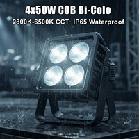 Par Can 200W 4x50W COB Bicolor CCT 2800K-6500K IP65 Impermeable Luz LED de Escenario 4 Ojos Blinder para Bodas, Iglesias, Estudio de TV, DJ