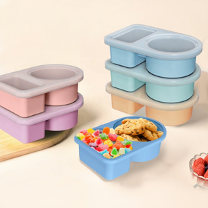 Contenants à collation portables à double compartiment, réutilisables, en silicone sans BPA, étanches, de qualité alimentaire, avec couvercles mini Snackle Box - Product Image 3