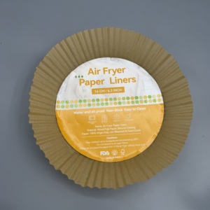 Papiers de cuisson pour friteuse à air anti-graisse, couleur naturelle et blanche, avec support en silicone, impression personnalisée, pièces/ensembles avec poignée, papiers de cuisson pour friteuse à air - Product Image 5