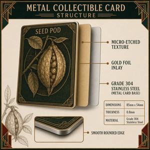 Carte de collection en métal personnalisée, Série Botanique Enchantée, Art floral vintage, Cadeau souvenir, Vente en gros, OEM ODM - Product Image 6