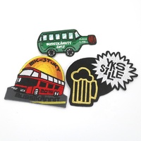 Badges en Textile de forme irrégulière personnalisés, 50 pièces, badge en tissu sergé, Logo de Bus, de bière, pour gilet, bon marché