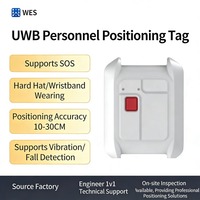 Traceur de localisation UWB WEST IOT 10 cm rechargeable avec alerte SOS et de chute, modes TDoA/ToF, pour le suivi du personnel dans les zones dangereuses