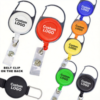 Porte-badge rétractable en plastique avec logo imprimé par sublimation et cordon pour carte d'identité