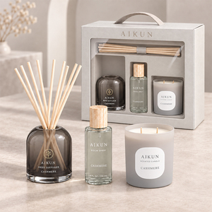 Aikun 118ml Round Glass Room Spray Reed Diffuser <b>Candle</b> Set Embossed Logo Box Custom Lasting Scent Low MOQ Quick Turn for Firms - Product Image 3