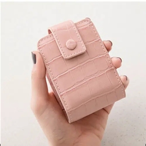 Genuine leather crocodile print travel red custom lipstick box portable lipstick organizer lipstick box