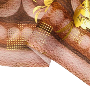 Vente en gros usine Tissu voile japonais en polyester 4,5 m à motifs dorés pour femmes musulmanes et Toub soudanais - Product Image 3