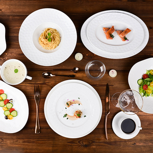 Service de vaisselle en porcelaine blanche classique, ensemble de vaisselle en céramique, assiettes pour restaurant, hôtel - Product Image 5