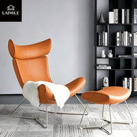 Fauteuil de relaxation haut de gamme avec repose-pieds, en cuir rembourré, pour la maison, le hall ou la salle de réception