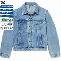 Veste en jean surdimensionnée personnalisée de haute qualité en denim de coton biologique pour hommes