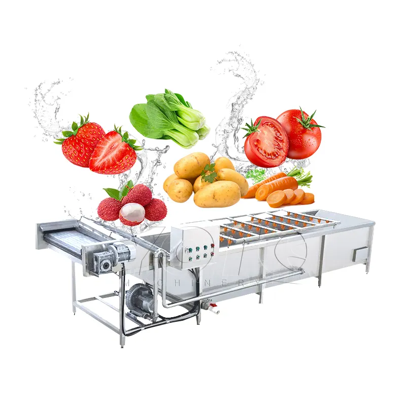 ماكينة غسيل خضروات تجارية أوتوماتيكية بالكامل، ماكينة تنظيف فقاعات الفواكه والخضروات