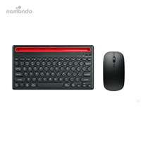 Kit Keyboard dan Mouse Nirkabel Mode Ganda Tipe C Dapat Diisi Ulang dengan Slot Penyangga Terintegrasi untuk Smartphone Tablet PC Rumah Kantor