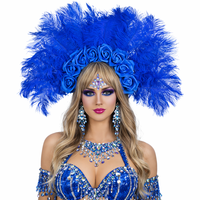 Serre-tête en plumes d'autruche arc-en-ciel de luxe, coloré, pour festivals, carnavals, fêtes et scènes, accessoires de déguisement en gros