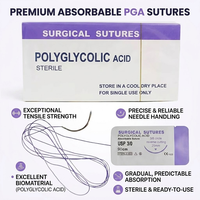 Vente en gros d'usine : Sutures chirurgicales résorbables PGA de qualité médicale pour chiens et animaux de grande taille, USP 2/0 90cm