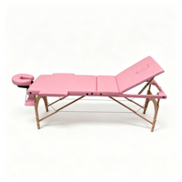 Table de massage pliable portable en bois à 3 sections, lit de massage pour cils, lit de massage facial réglable pour salon de beauté
