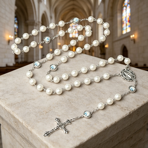 Rosario católico religioso grande, elegante y hermoso, de lujo, con accesorios de acrílico de colores y San Benito. - Product Image 6