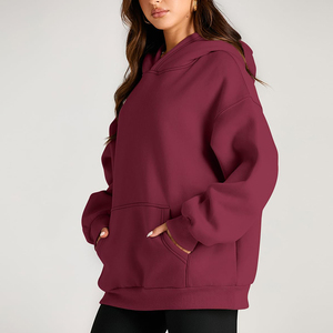Pullover in pile oversize a maniche lunghe da <span class=keywords><strong>donna</strong></span> felpe larghe Casual <span class=keywords><strong>con</strong></span> colletto <span class=keywords><strong>con</strong></span> <span class=keywords><strong>cappuccio</strong></span> per il posizionamento del Logo frontale invernale - Product Image 3