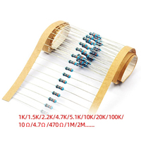 1/4W Resistencia de película metálica 1% 1K 2K 4,7 K 10K 100K 220K 220ohm 330 ohm 680 ohm 1M Resistencia 0,25 W
