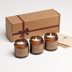 เทียนหอมขี้ผึ้งถั่วเหลืองในขวดแก้วสีอำพันสุดหรูแบบขายส่ง - Product Image 6