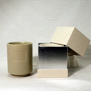 <span class=keywords><strong>Set</strong></span> di Portacandele Votive in Ceramica Beige Minimalista con Area Etichetta Vuota, Decorazione Natalizia Ecologica per la Casa, Regalo di Lusso, Etichetta Privata - Product Image 1