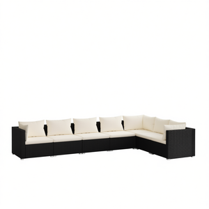 Set Lounge Modulare in Rattan PE Nero a 7 Pezzi per Arredamento da Giardino Esterno Design Contemporaneo - Product Image 1