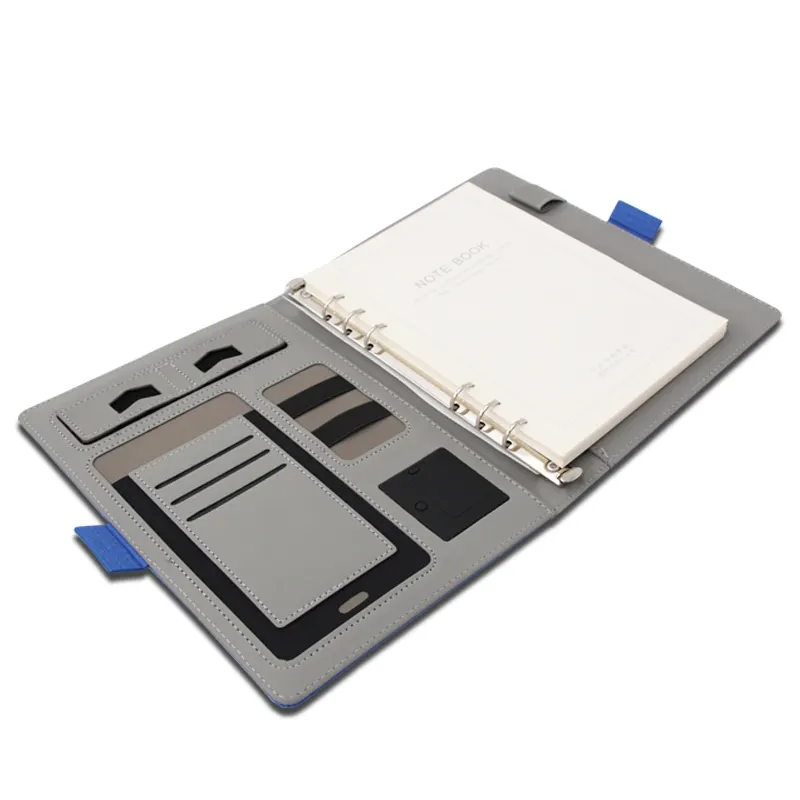 קידום מחשב נייד פאוורבנק עם מחזיק כרטיס כיס טלפון 8000 mah A5 מתכנן יומן למתנה עסקית כריכת ספירלה מעור