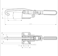 Mini pince à genouillère robuste réglable RF avec loquet en métal galvanisé, longueur totale 285 mm, pour usage industriel et mobilier