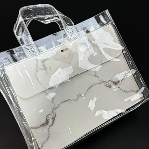 Großhandel transparente <span class=keywords><strong>PVC</strong></span> Einkaufstaschen Verpackung-wasserdichte Kunststoff-Geschenkt üten für Lebensmittel mit benutzer definierten Logo-Druck - Product Image 5