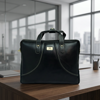 Sac à bandoulière de bureau unisexe en cuir véritable noir de qualité supérieure WRIZA, grand, portable, moderne, imperméable, RFID
