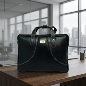 WRIZA - Bolso Bandolera de Cuero Genuino Negro Prémium Unisex para Oficina, Grande, Portátil, Moderno, Impermeable, con Protección RFID - Product Image 2
