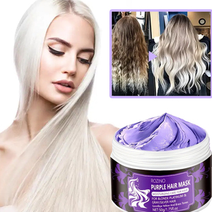 Masque capillaire violet Rozino, masque anti-jaunissement pour cheveux blonds décolorés, gris argenté, neutralise les tons jaunes et bruns, nourrit les cheveux abîmés - Product Image 2