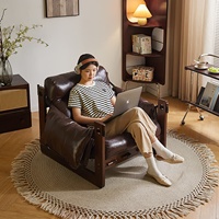 Fauteuil Jersey Island, style rétro, en bois massif, pour salon, petit fauteuil inclinable design, nouveau, pour la maison