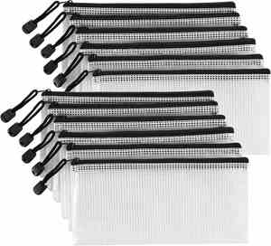 Black A6 Transparent PVC Mesh Bags with Zipper Plastic <b>File</b> <b>Folders</b> Portable Document Bag for Pencil Storage Student Use - Product Image 1