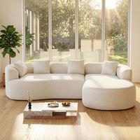 Canapé modulaire en chenille de luxe moderne en forme de L avec dossier incurvé, écologique, minimaliste, gain de place, confortable, pour salon, 4 places