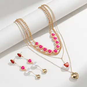 Original new Valentine's Day series wear light luxury temperament necklace women valentine gift set for girls