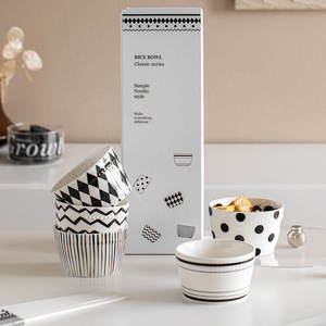 Moderne einfache hochwertige in Weiß und Schwarz wie <span class=keywords><strong>Herben</strong></span> Style 5 Stück Schüssel-Sets mit Geschenk box als Geschenk-Verkauf von Set und Stück - Product Image 2