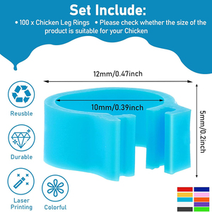 Bagues d'identification à clipser de 1 cm pour poussins, en plastique durable, pour poussins, petits oiseaux, cailles, pinsons, poulets de basse-cour - Product Image 2