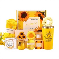 Coffret Cadeau Tournesol Style Coréen Transfrontalier 20oz en Acier Inoxydable 304, Mug de Voiture, Bougie Parfumée, Chaussettes en Peluche pour Femmes